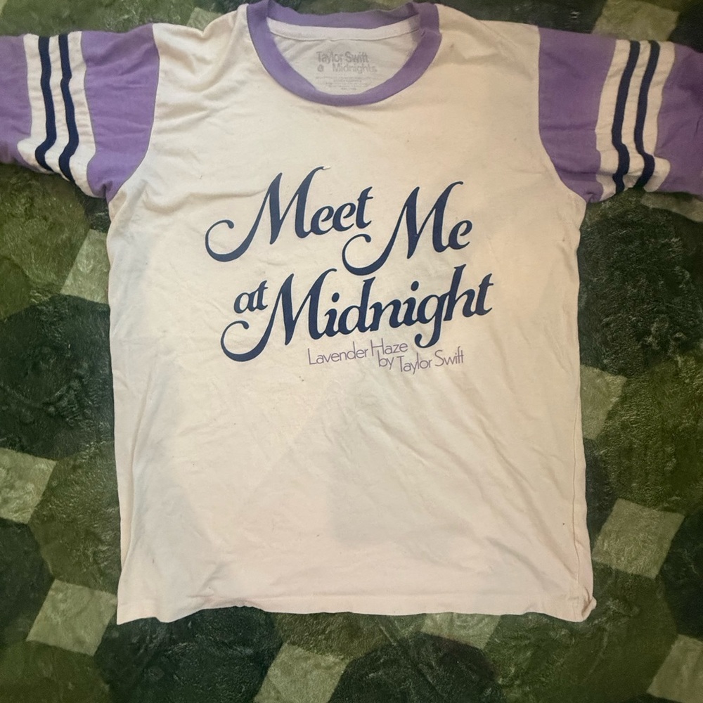 Taylor Swift Lavender & White 'Meet Me at Midnight' Ringer Tee
